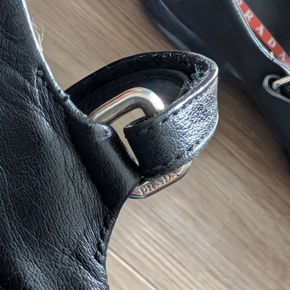 Vintage Prada Sport | Y2K Black Leather Mary Jane Driving Flats Shoes - Picture 4 of 10